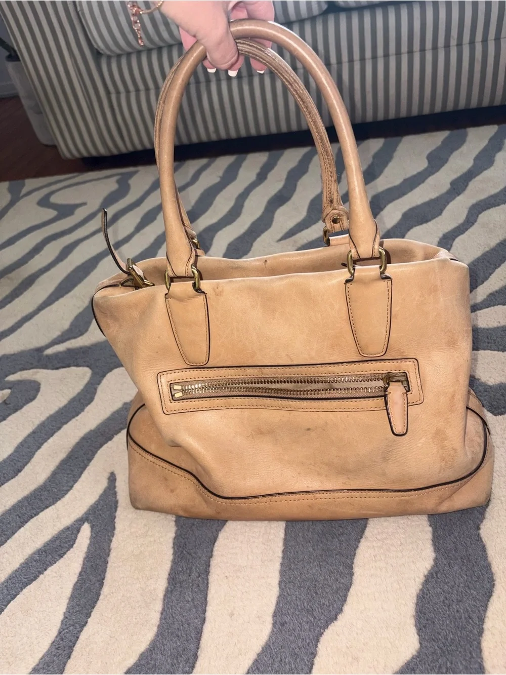Coach Tan Leather Satchel with Tassels